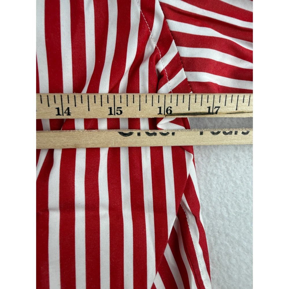 Lauren Ralph Lauren Womens Red White Striped Button Down Shirt Contrast Collar S - Picture 7 of 10